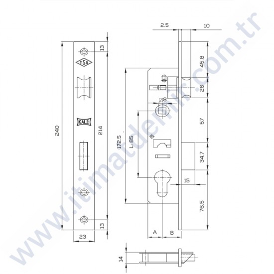 Kale 153 30 Mm Dilli Silindirli Gömme 33+10+33mm (76mm) Barelli Kilit