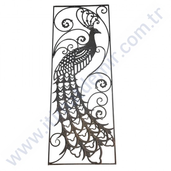 MÇM 1348 Ferforje Döküm Korkuluk Panel Tavus Kuşu Sol 60x160 cm