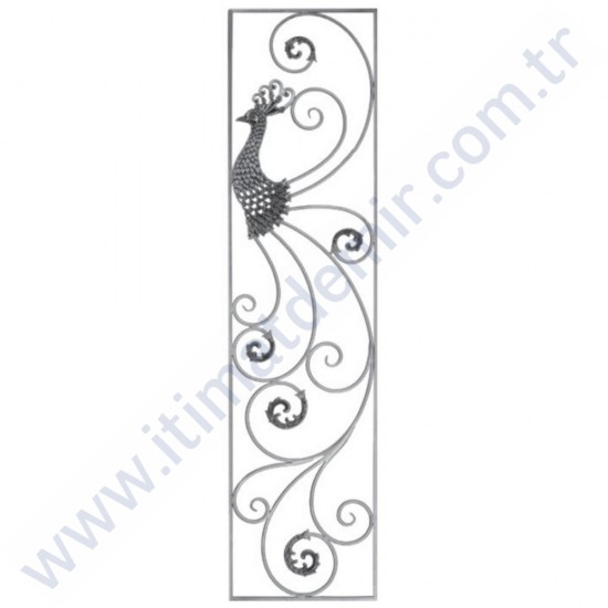 MÇM 1382 Ferforje Döküm Korkuluk Panel Tavus Kuşu Sağ 40x160 cm
