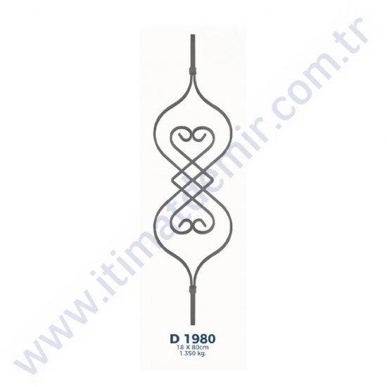 D1980 Ferforje Dekoratif Çubuk Motif 80cm