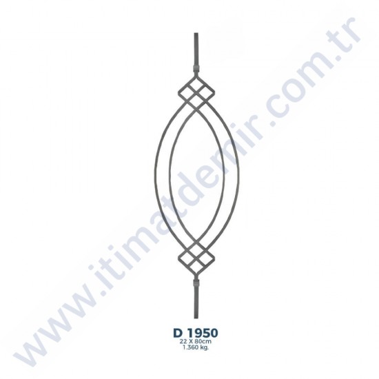 D1950 Ferforje Dekoratif Çubuk Motif 80cm