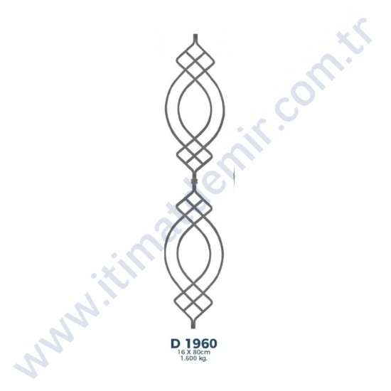 D1960 Ferforje Dekoratif Çubuk Motif 80cm