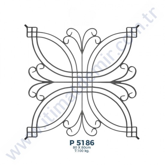 P5186 Ferforje Dekoratif Panel Motif 80x80cm