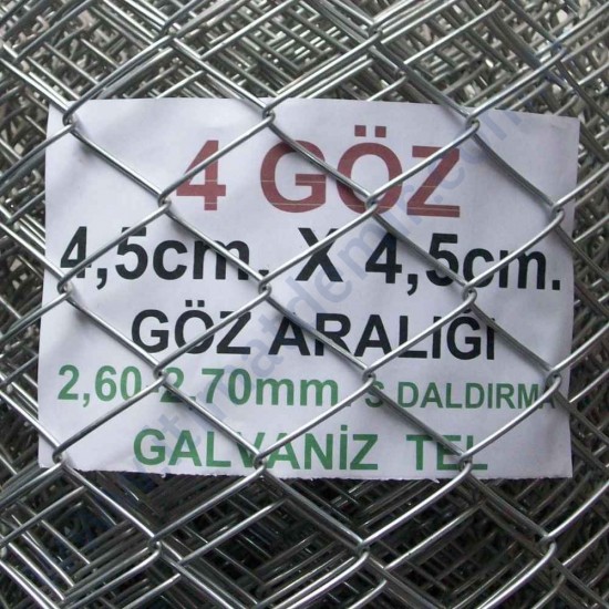 Bahçe Örgü Teli 4.5cm X 4.5cm (2.70-2.60mm.) H:200cm. 20m