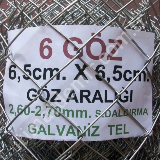 Bahçe Örgü Teli 6.5cm X 6.5cm (2.70-2.60mm.) H:200cm. 20m Bahçe Örgü Teli 6.5cm X 6.5cm (2.70-2.60mm.) H:200cm. 20m