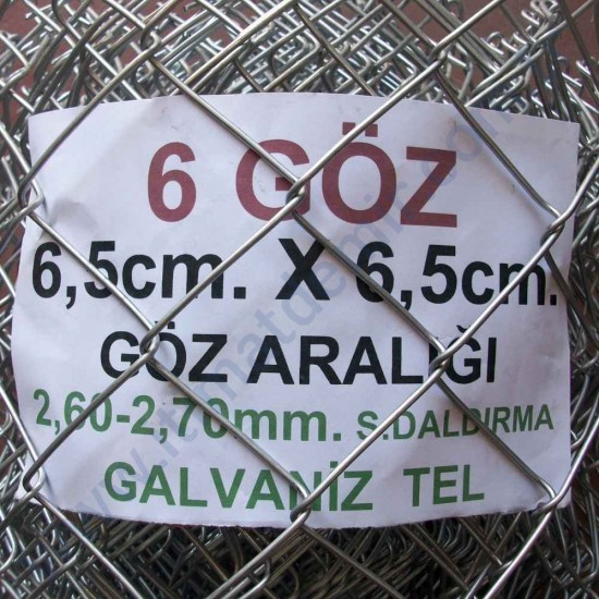 Bahçe Örgü Teli 6.5cm X 6.5cm (2.70-2.60mm.) H:150cm. 20m