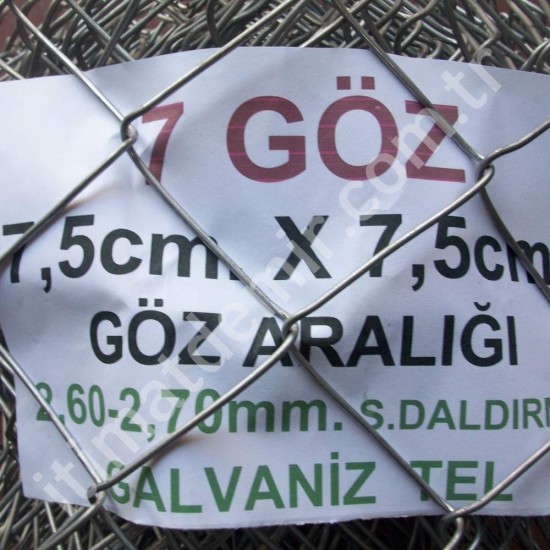 Bahçe Örgü Teli 7.5cm X 7.5cm (2.70-2.60mm.) H:200cm. 20m