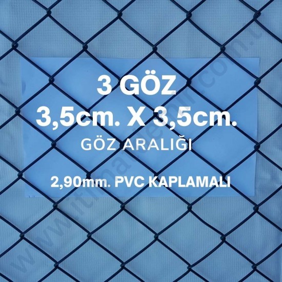 Bahçe Örgü Teli Pvc Kaplı 3.5cm X 3.5cm (2.90mm.) H:150cm. 20m