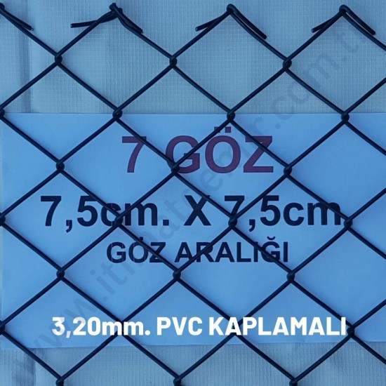 Bahçe Örgü Teli Pvc Kaplı 7.5cm X 7.5cm (3.20mm.) H:200cm. 20m