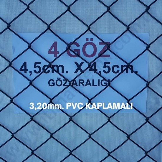 Bahçe Örgü Teli Pvc Kaplı 4.5cm X 4.5cm (3.20mm.) H:150cm. 20m