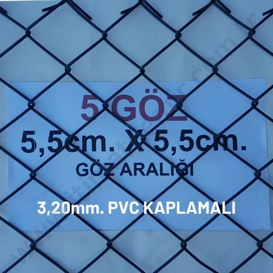 Bahçe Örgü Teli Pvc Kaplı 5.5cm X 5.5cm (3.20mm.) H:120cm. 20m