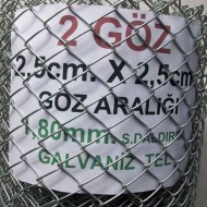 Bahçe Örgü Teli 2.5cm X 2.5cm (1.90mm.) H:150cm. 10m