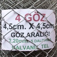 Bahçe Örgü Teli 4.5cm X 4.5cm (2.20mm.) H:200cm. 20m