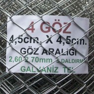 Bahçe Örgü Teli 4.5cm X 4.5cm (2.70-2.60mm.) H:100cm. 20m