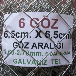 Bahçe Örgü Teli 6.5cm X 6.5cm (2.70-2.60mm.) H:100cm. 20m