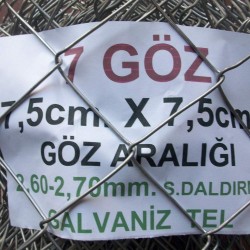 Bahçe Örgü Teli 7.5cm X 7.5cm (2.70-2.60mm.) H:100cm. 20m